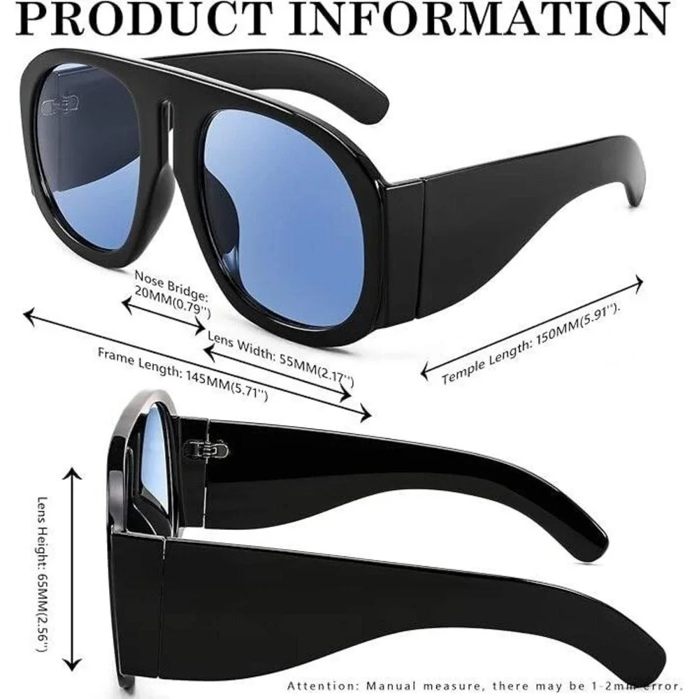 Retro Trendy Aviator Sunglasses Oversize Vintage Sunglasses Lentes Gafas Mujeres